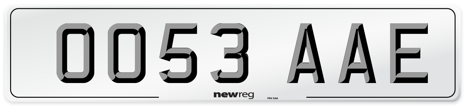 OO53 AAE Number Plate from New Reg